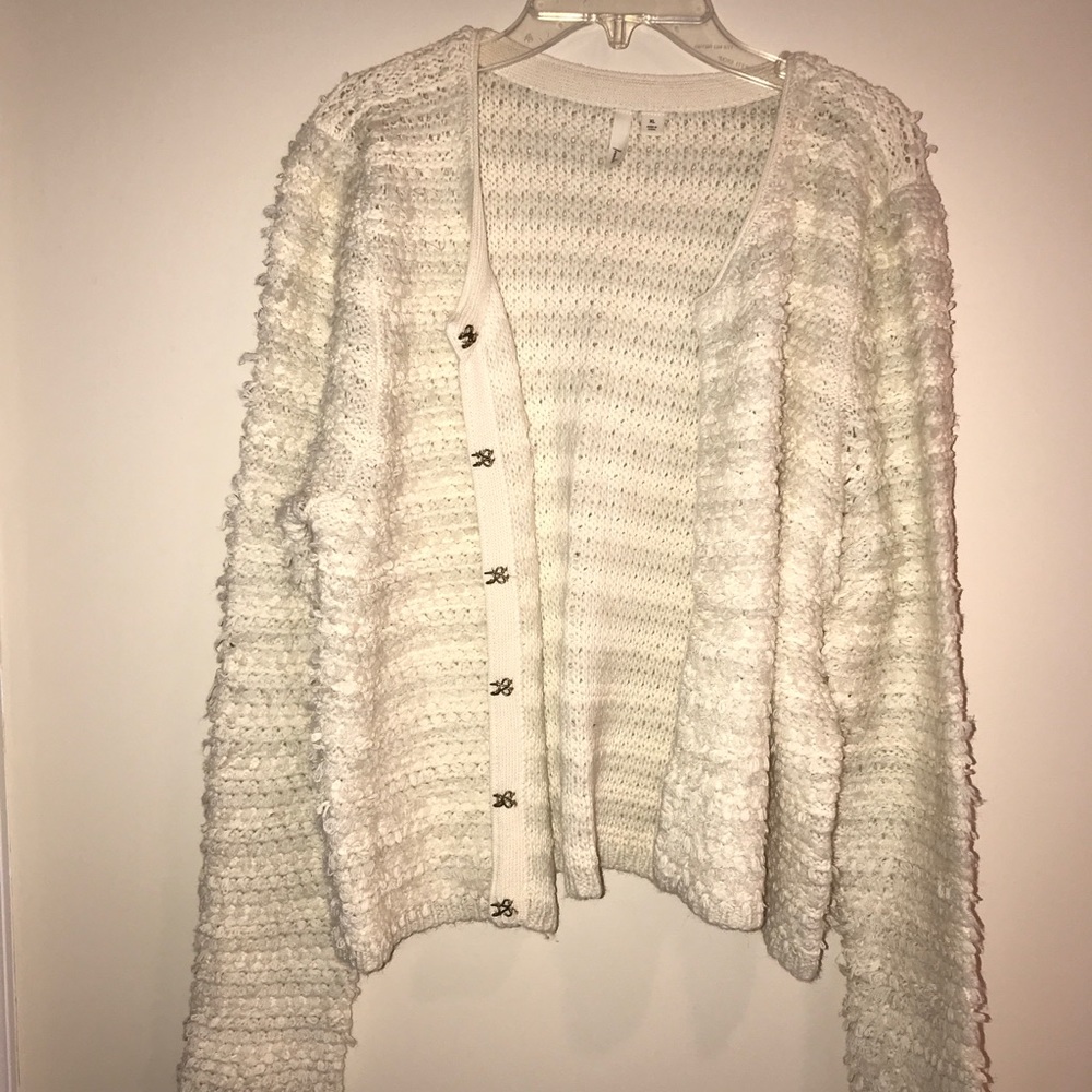 Womens Cream Sweater with Clasp